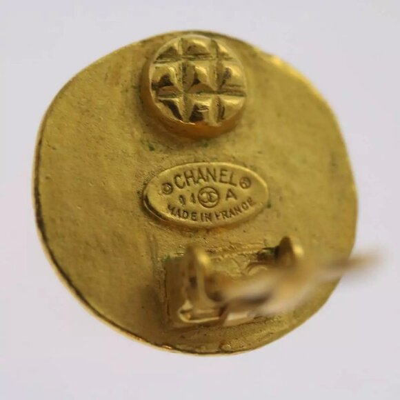 CHANEL Triple Coco Earring Gold CC Auth - Picture 3 of 16